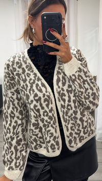 kurzer Leo Cardigan / creme - taupe Art.16438