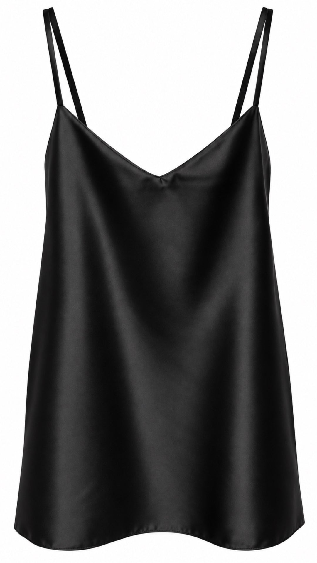 Satin Top mit V-Ausschnitt, verstellbare Träger / schwarz Art. 16715