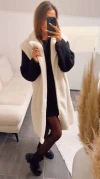 TEDDY offene, längere Weste / creme weiss Art. 12942