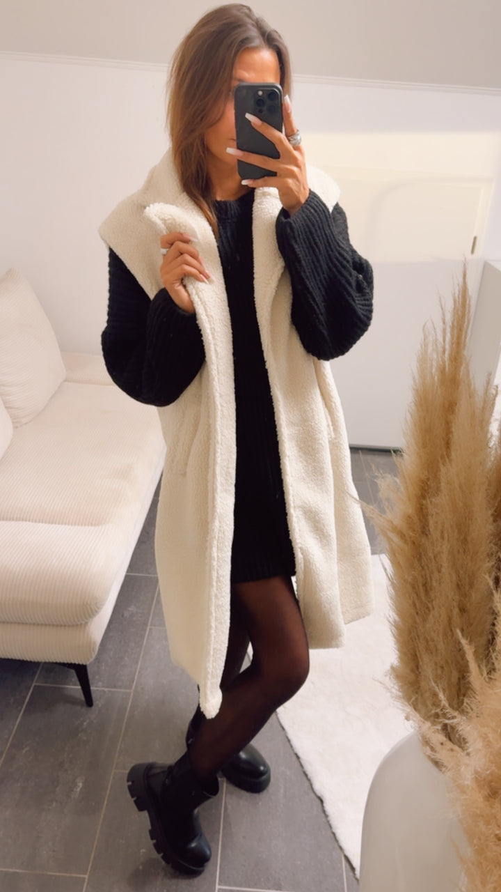 TEDDY offene, längere Weste / creme weiss Art. 12942