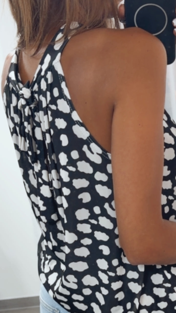 ETHNO LEO Look ärmelloses Top / schwarz - weiss Art. 15346