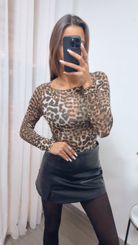 LEOMUSTER Transparentes Trend Oberteil / dunkel braun - aschiges braun - beige Art. 13909