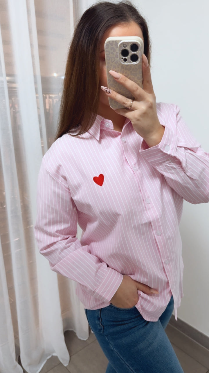 HERZ gestreifte Bluse / rosa - weiss Art. 14021