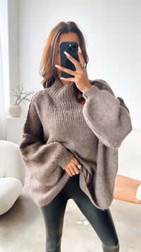 Ultra Oversize Kuschel - Pullover / braun meliert Art. 7703