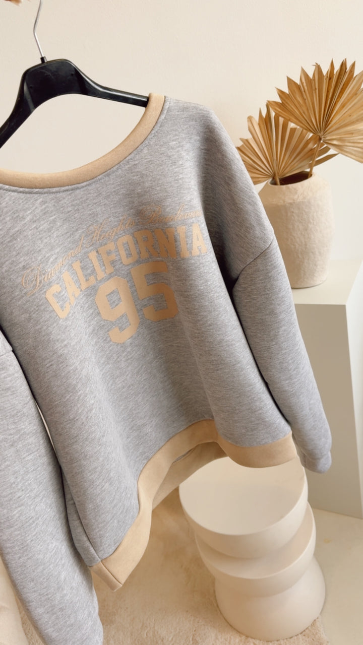 Pullover "California " / grau meliert - beige Art. 12488