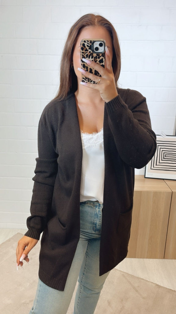Leichter, dünner Cardigan / dunkel braun Art.12289