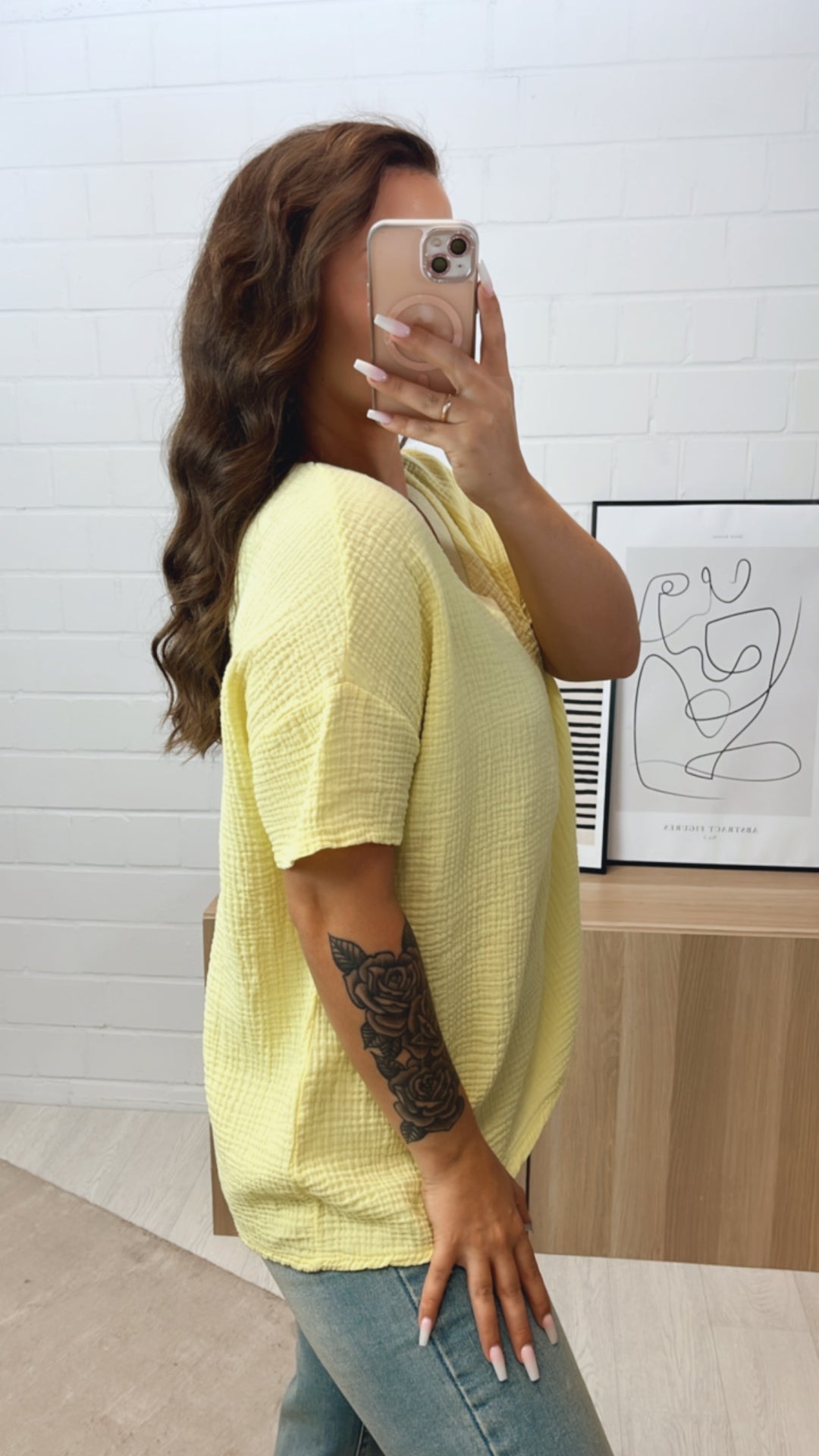 Musselin T-shirt, weiter Schnitt / soft gelb Art. 10250