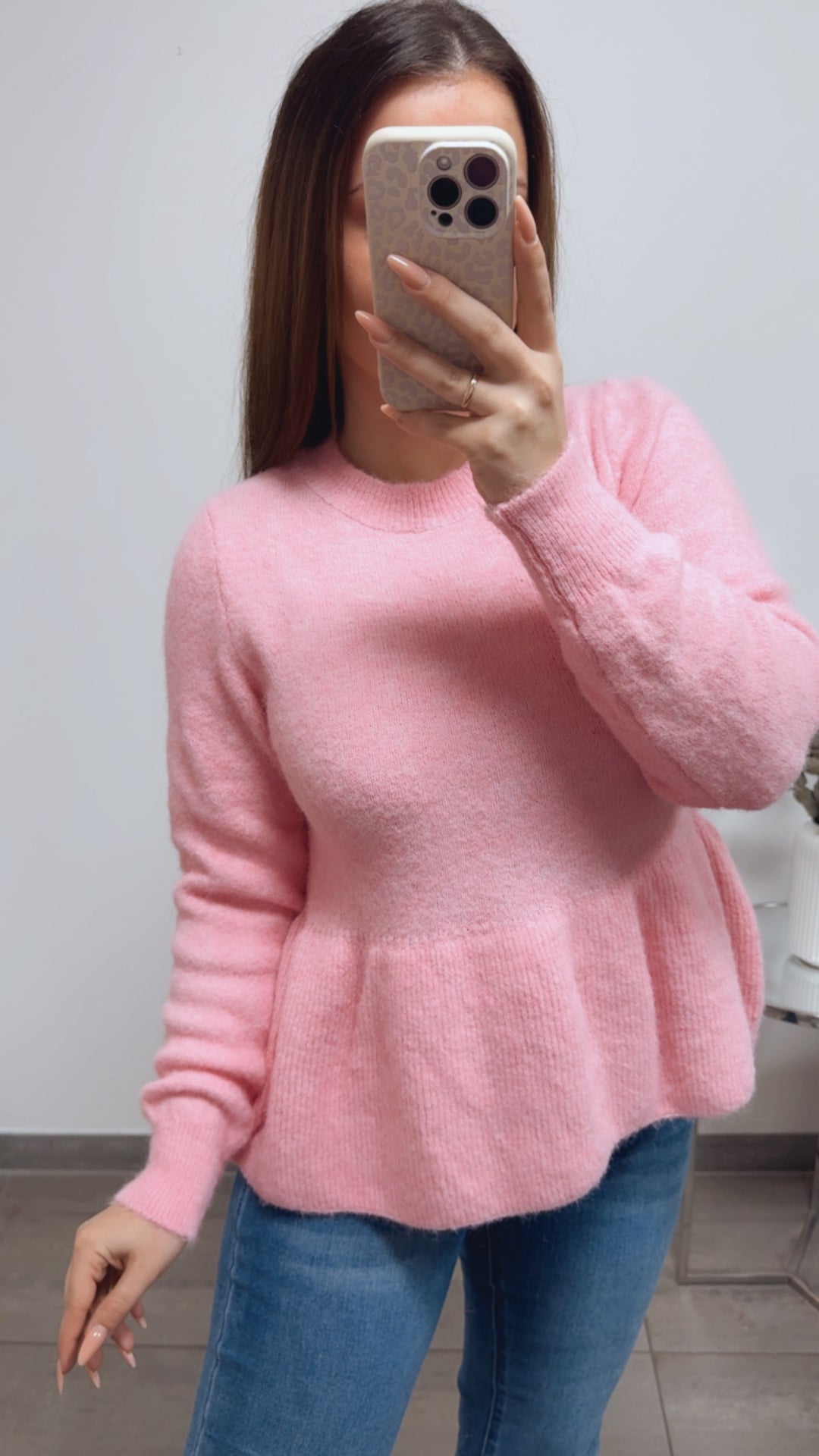 Pullover mit Schößchen / soft pink Art. 13806