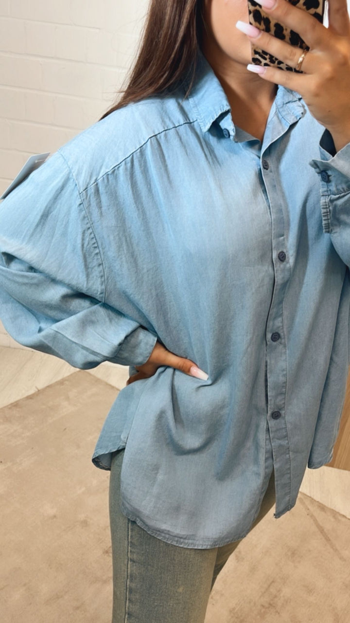 Oversize Bluse in Denim Optik HELL Art.12296