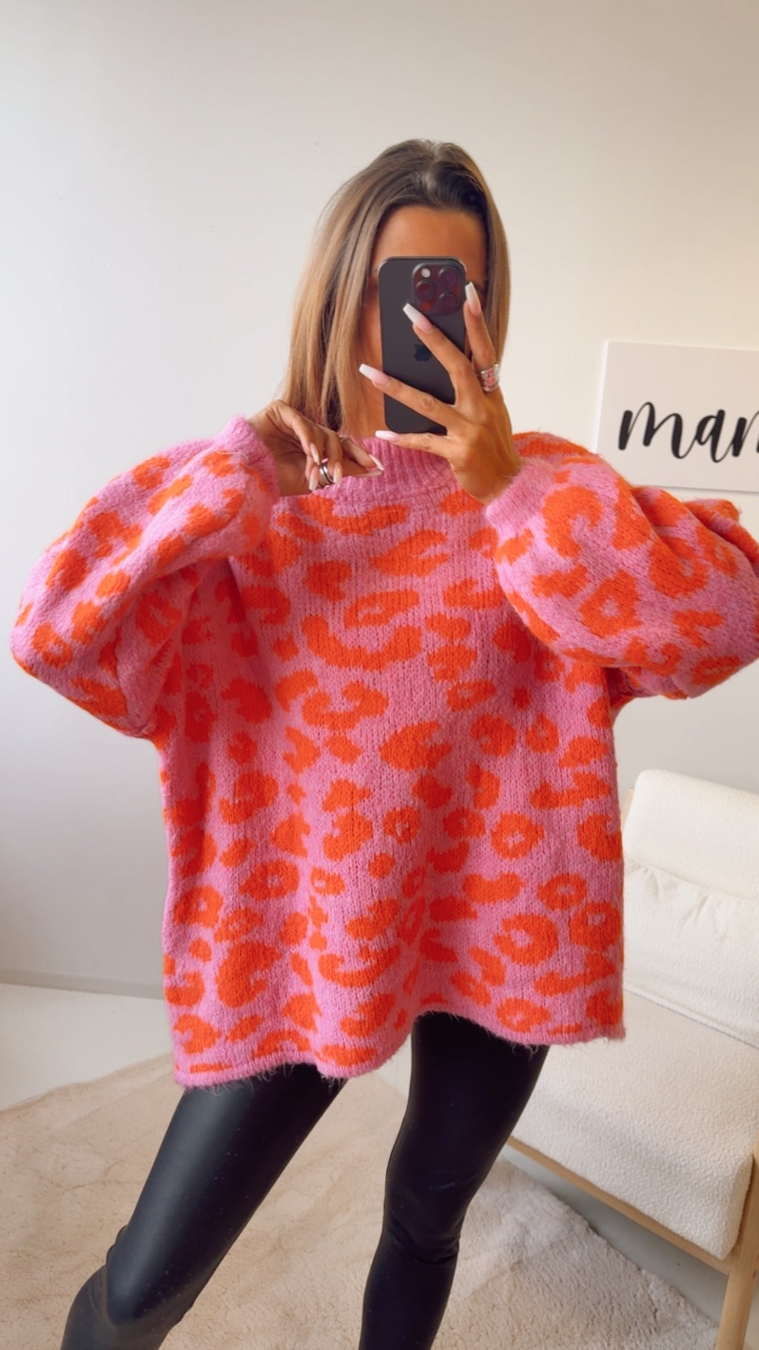 LEO Oversize Kuschel - Pullover / soft pink - orange Art. 12697