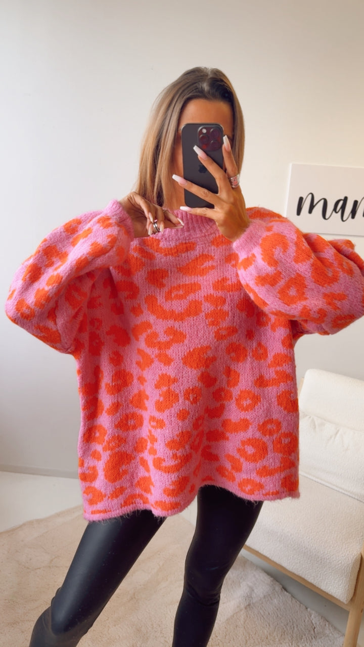 LEO Oversize Kuschel - Pullover / soft pink - orange Art. 12697