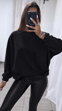 Butterstoff Sweatshirt mit Ballonsaum / schwarz Art. 16529