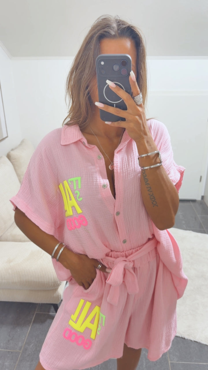 MUSSELIN Kurzarm Bluse " It´s all good " / soft pink Art. 15764