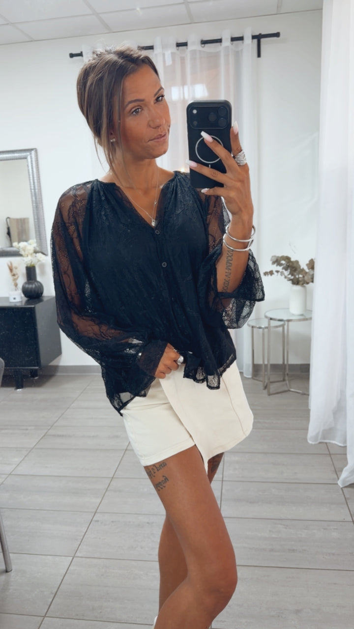 Spitzen Bluse " soft Romance " / schwarz Art. 15523