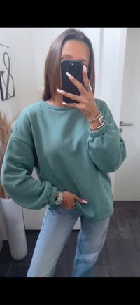 Oversize Sweater " WIFEY " / light petrol - grün Art. 15519