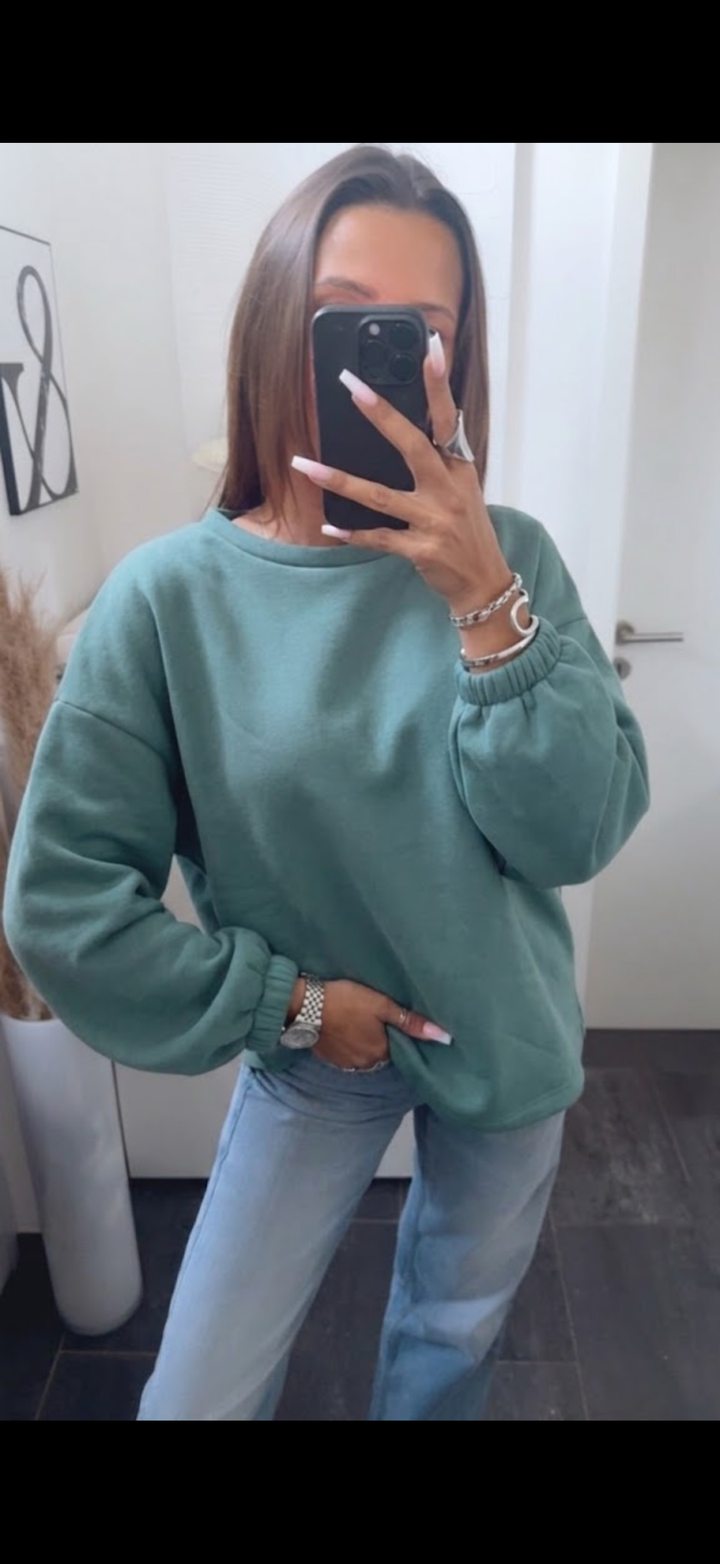 Oversize Sweater " WIFEY " / light petrol - grün Art. 15519