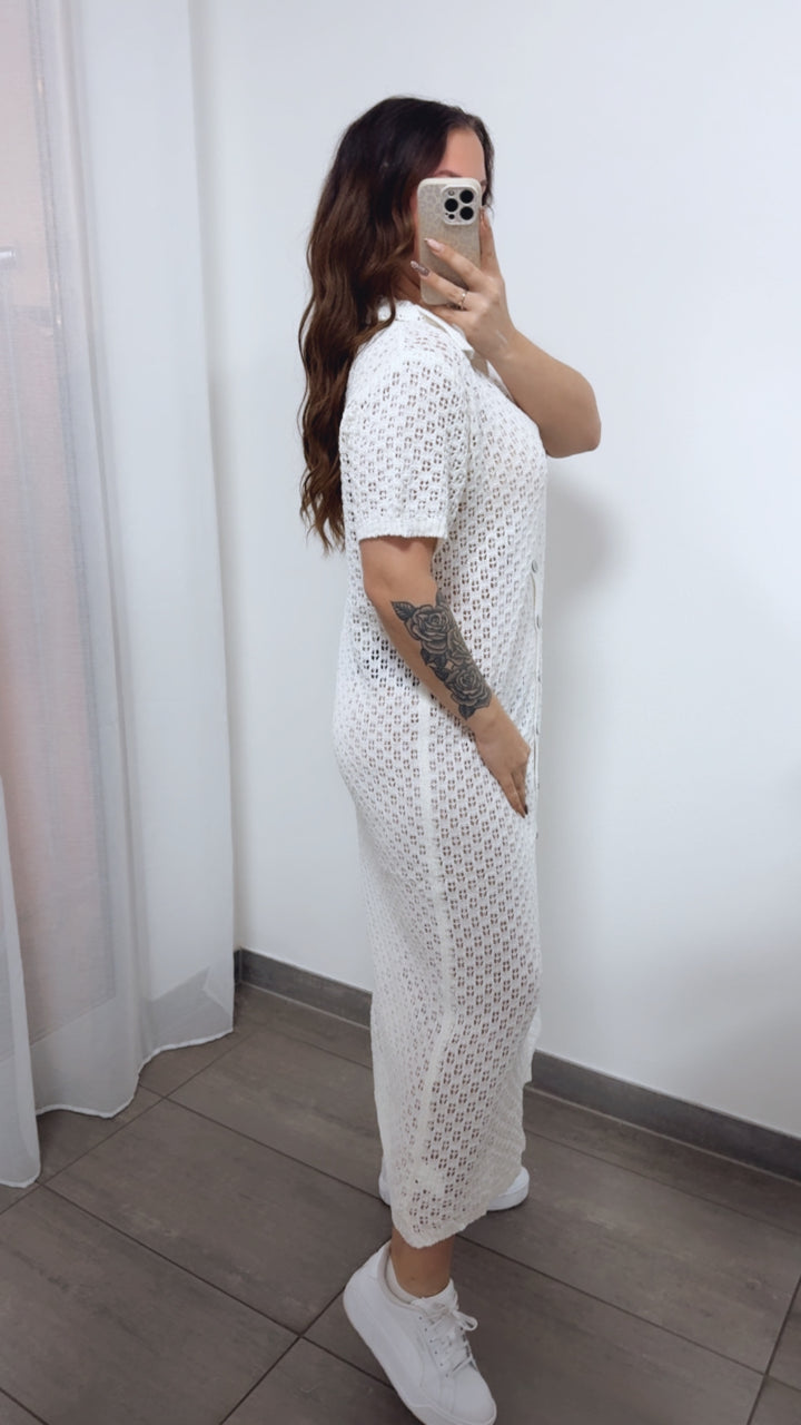 HOLIDAY (Maxi-) Kleid mit durchgehender Knopfleiste / weiss Art. 14379
