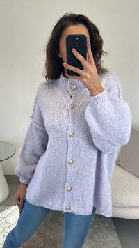 Kuschel Cardigan mit goldenen Knöpfen / flieder Art. 5568