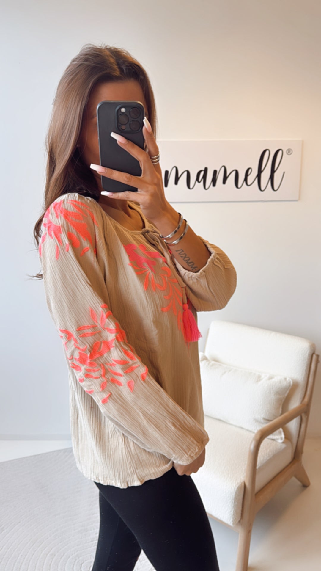 Blusen Oberteil  / farbige highlights beige-pink Art. 8482
