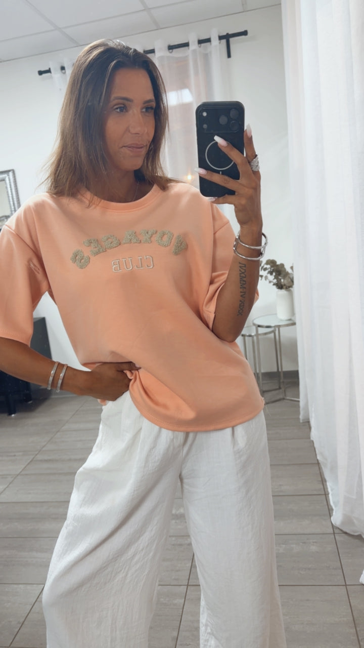 Butterstoff Shirt mit Bouclé Statement / soft apricot Art. 15555