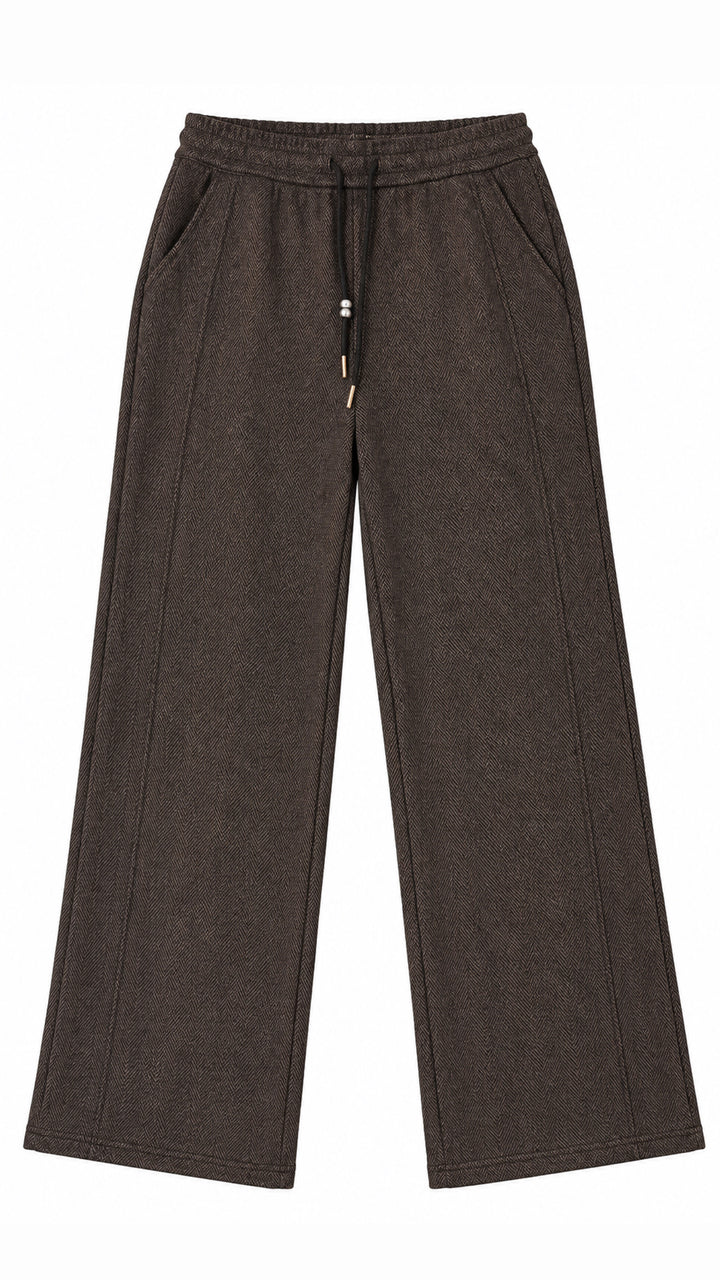 Hose mit Fischgrätenmuster " JF878 ", Fleece gefüttert / braun - schwarz Art.16589