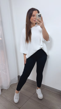 zeitlose Baumwoll - Mix Leggings " CH-A004 " / schwarz Art. 14504