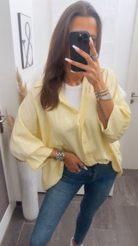 ultra weite Bluse mit kurzen Armen / soft gelb Art. 14311