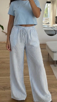 STREIFEN Lyocell lockere Hose / hell blau - weiss Art. 15571