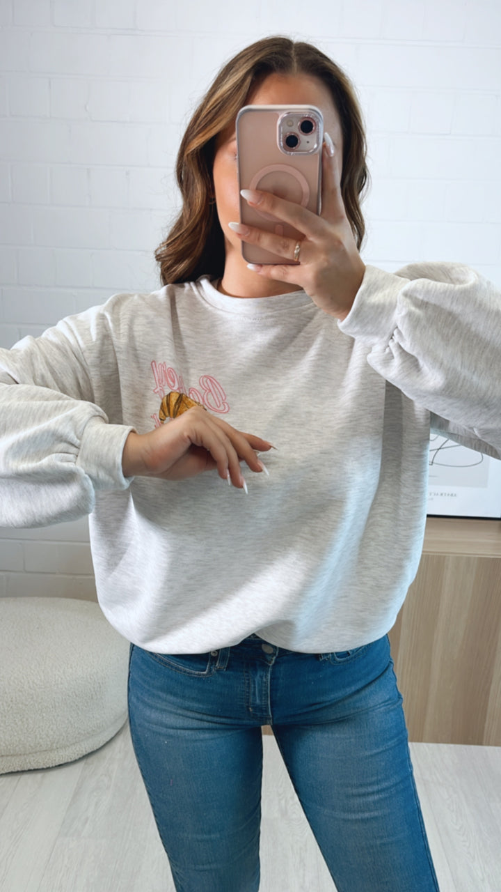 Pullover " Bakery " / hell grau meliert Art. 9583