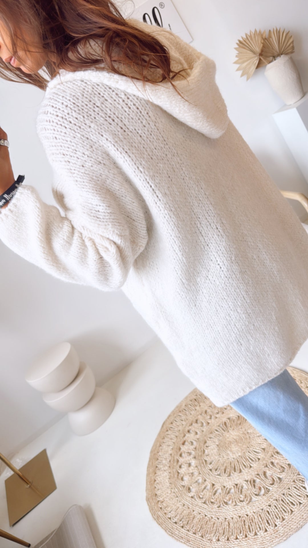 weicher Cardigan mit Kapuze, Taschen / wollweiss Art. 10812