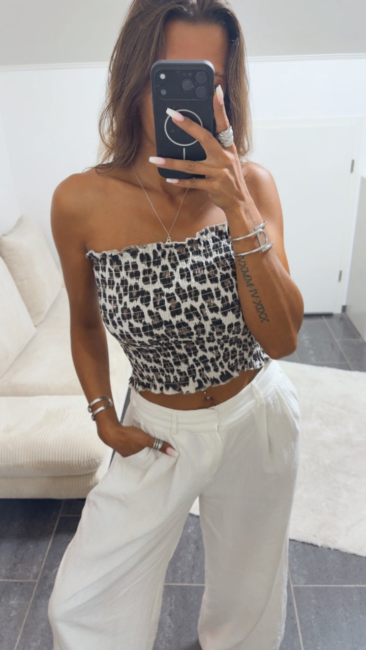 LEO MUSSELIN Bandeau Top / creme - braun - beige Art. 14683