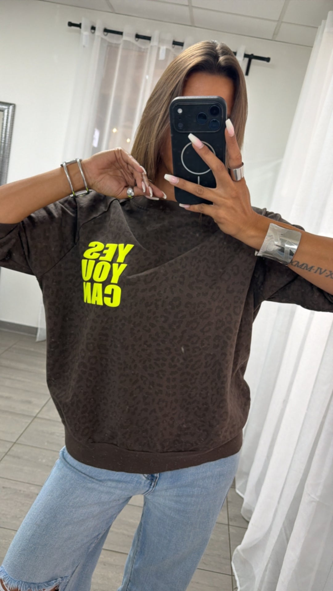 LEO Sweat Shirt " YYC " / braun - dunkel braun Art. 15859