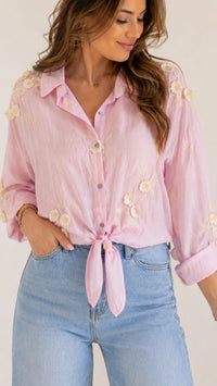 Blusen Oberteil " Blütenzauber " / rosa - creme Art. 15845