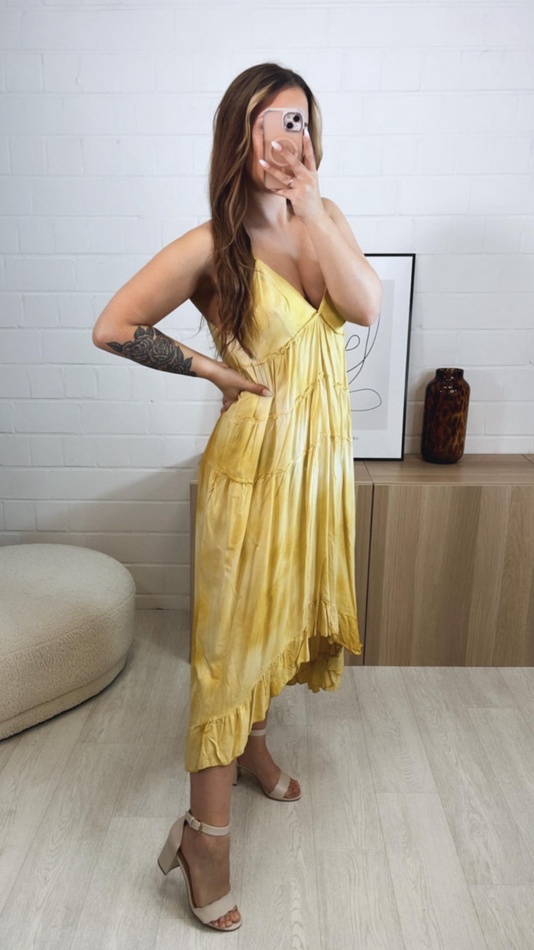 BATIK Vokuhila Kleid / gelb Art. 9900