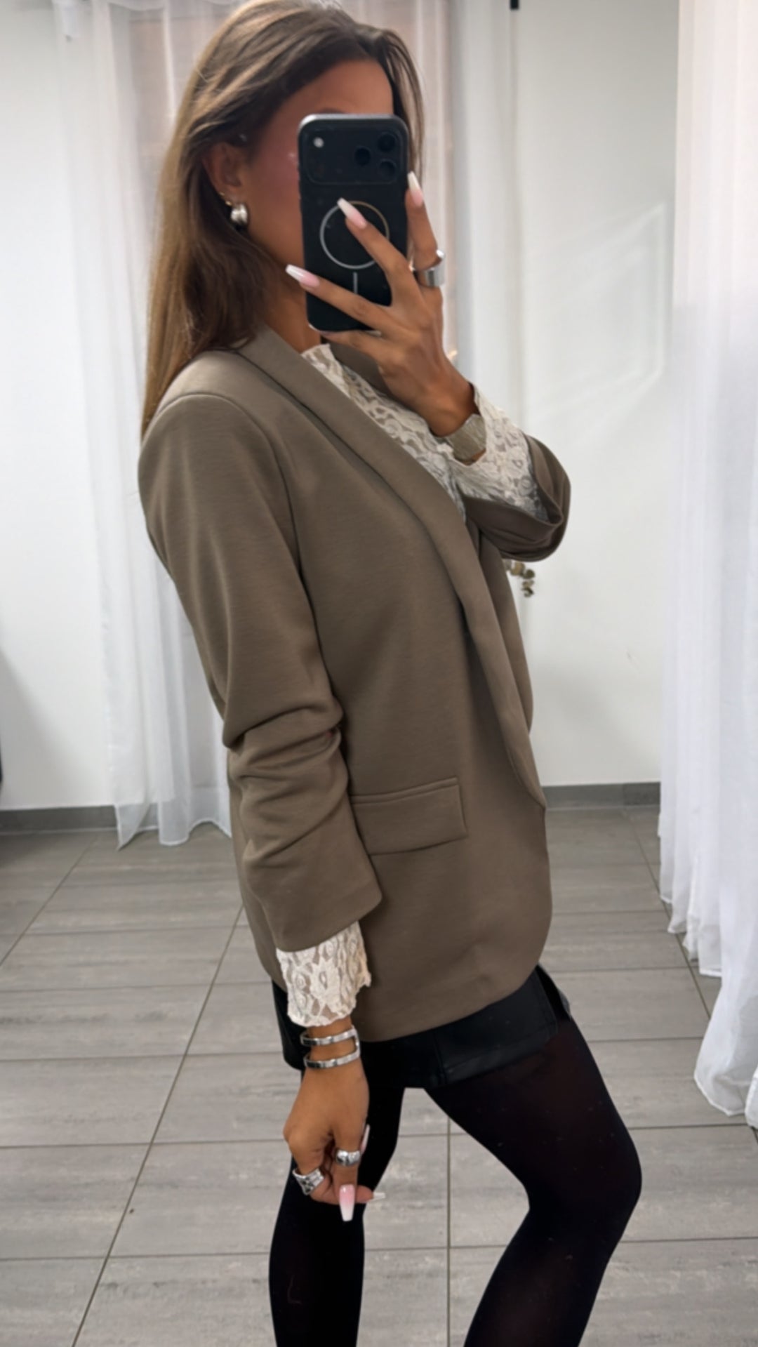 GERAFFTE ÄRMEL Blazer / taupe Art. 16194