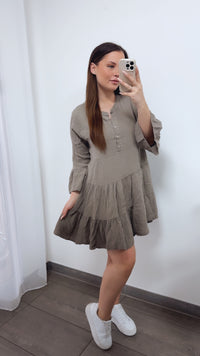 Musselin Kleid / Tunika / taupe Art. 14465