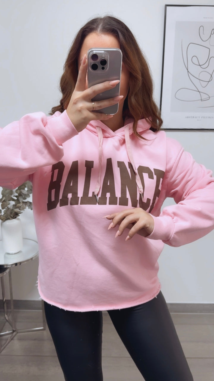 BALANCE Hoodie mit used Elementen / soft pink - braun Art. 13149