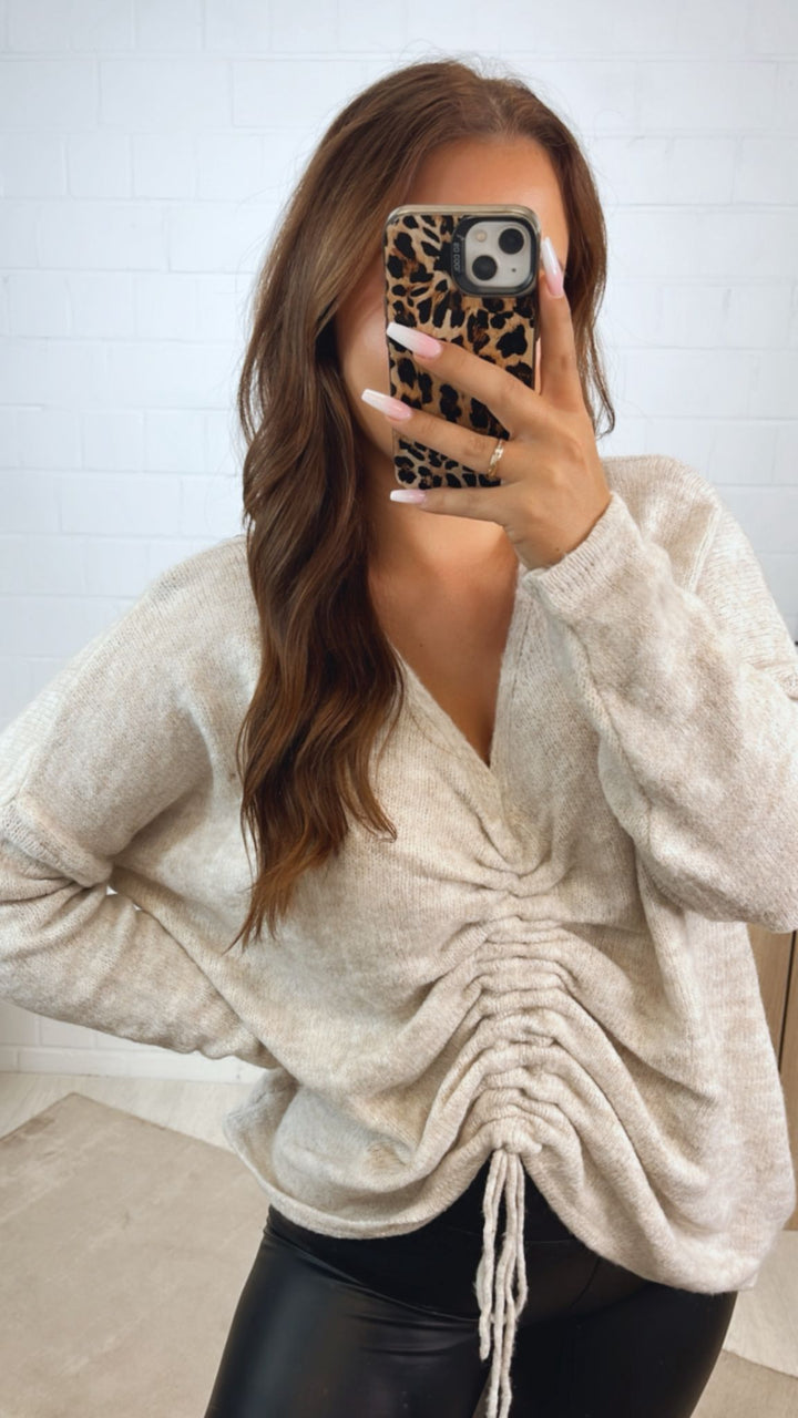 Pullover zum Raffen / creme - wollweiss Art. 12337