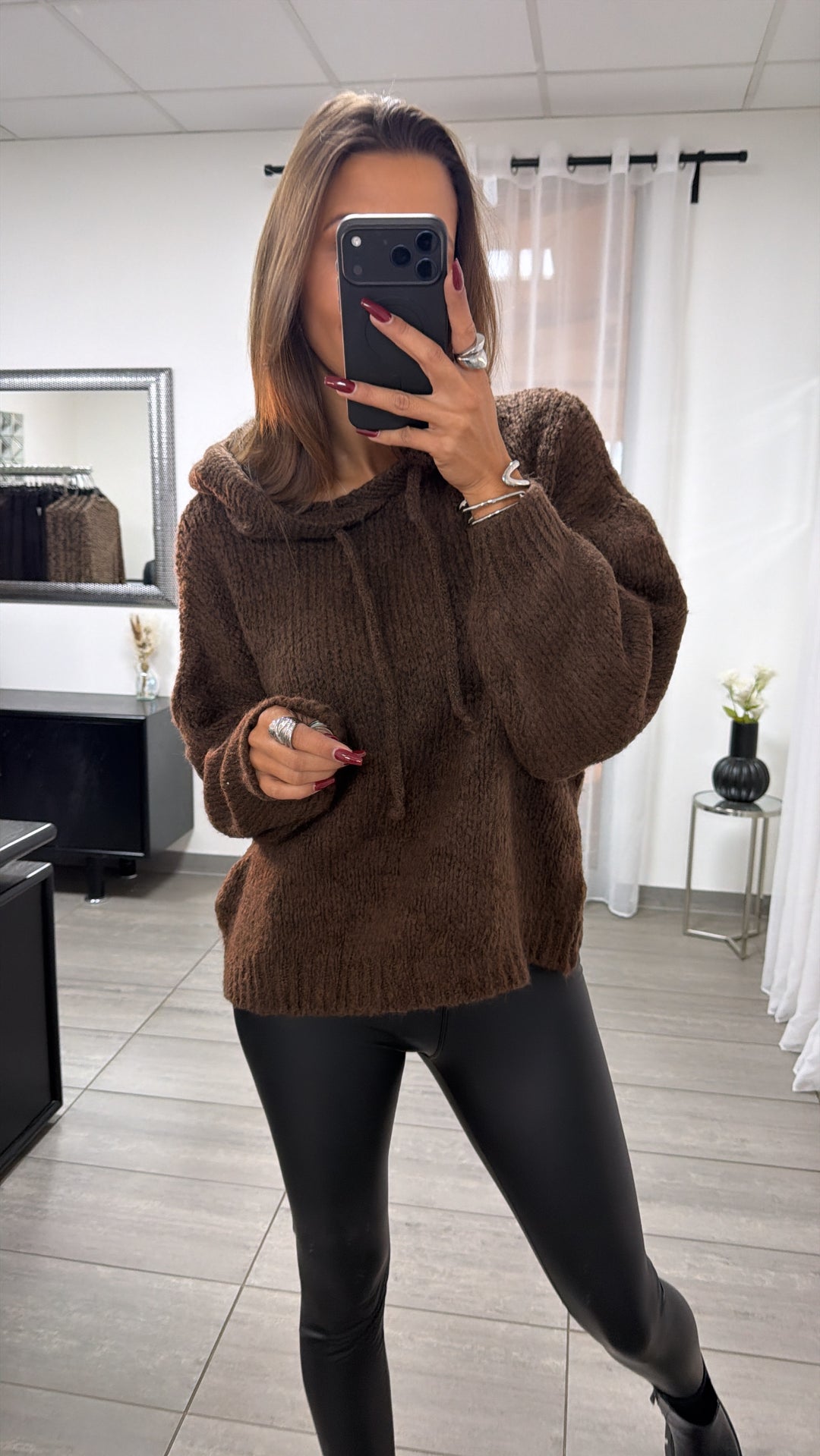 KAPUZEN Oversize Strick Pullover / schoko braun Art. 16703