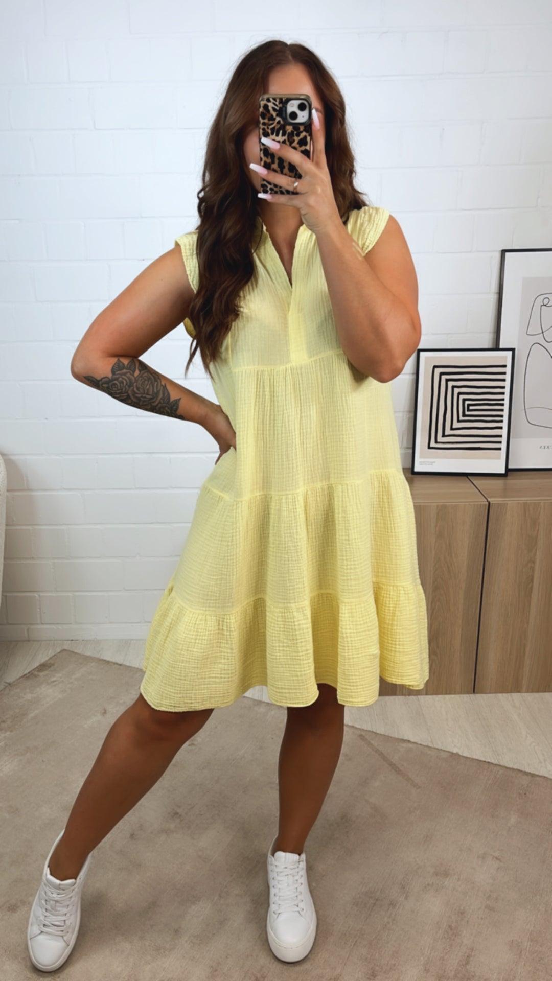 Musselin Hängerchen Kleid / soft gelb Art. 12309