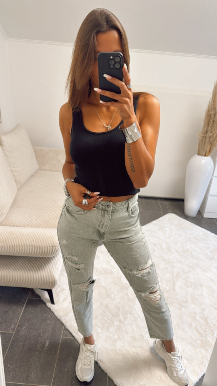 Mom - Jeans Hose  " AK569-4 " / verwaschenes salbei Art. 10960