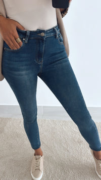 high waist Jeans Hose " HM5348-1 " / dunkel blau Art. 11109