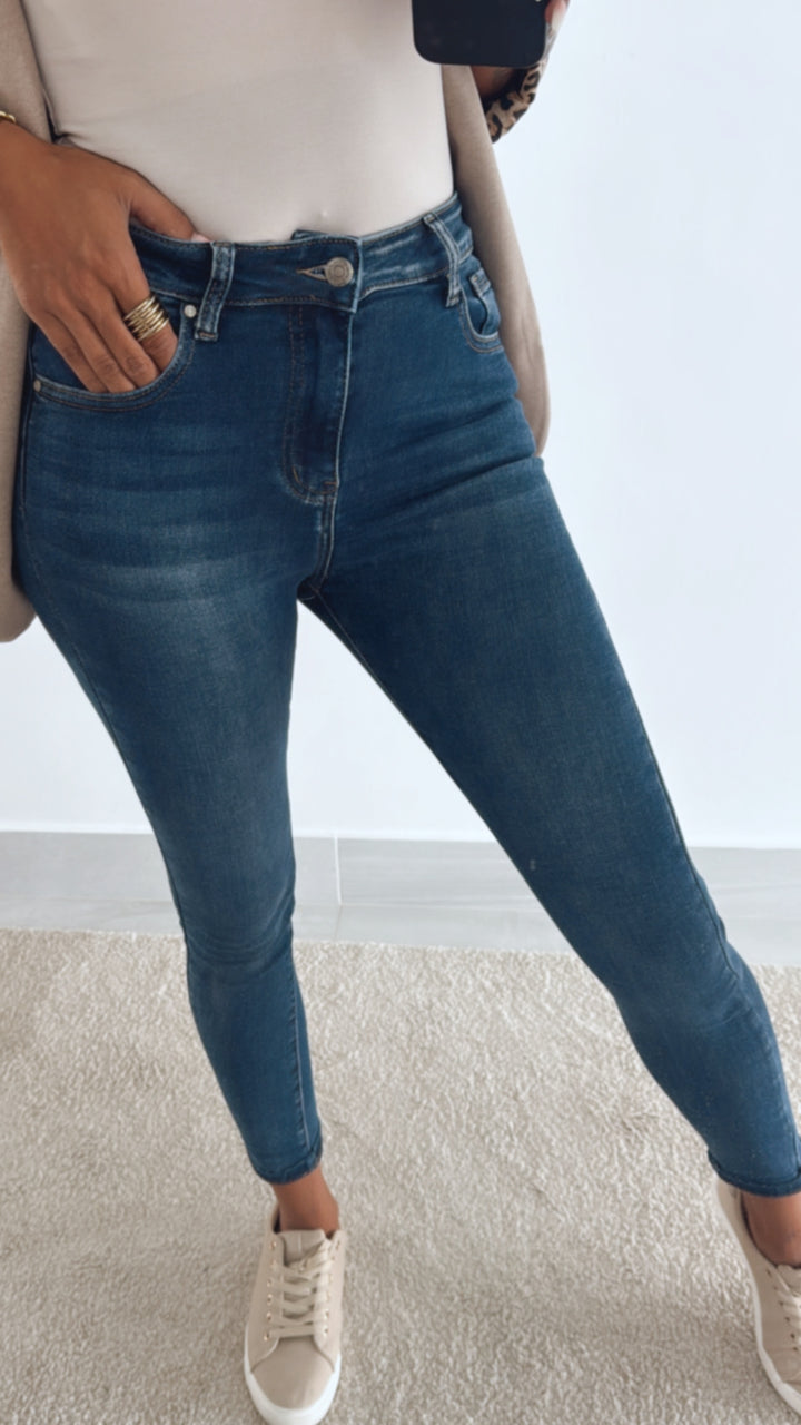 high waist Jeans Hose " HM5348-1 " / dunkel blau Art. 11109