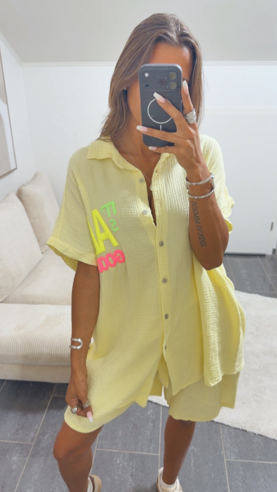 MUSSELIN Kurzarm Bluse " It´s all good " / soft gelb Art. 15766