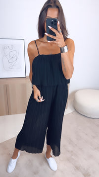 Plissee Jumpsuit / schwarz Art. 0564