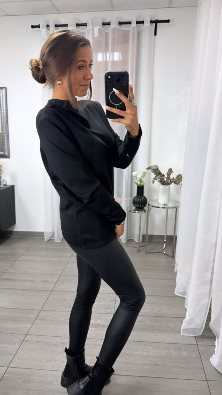 Softer Oversize Pullover mit leichtem Stehkragen / schwarz Art.163823