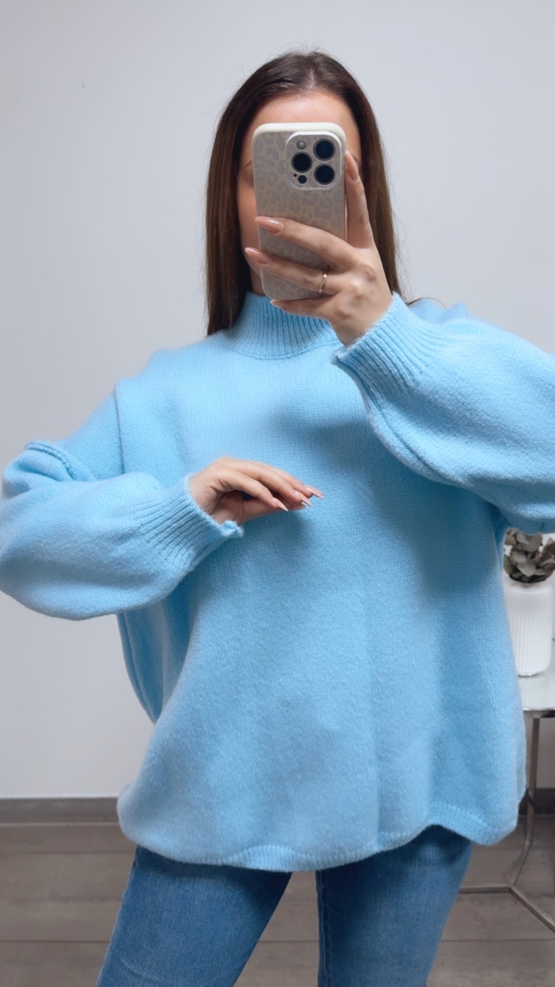 wollfreier Oversize Pullover / hell blau Art. 13768