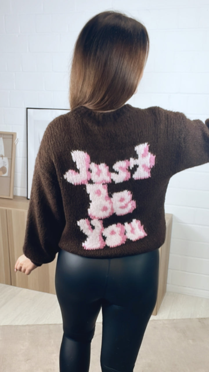 Strick Pullover " Just Be You " / Schoko braun Art. 13010