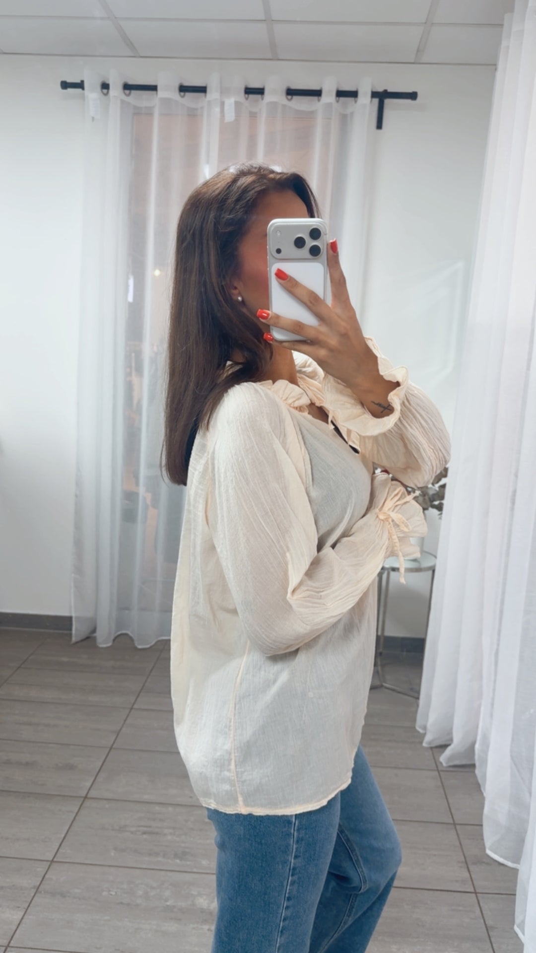 transparente, leichte Bluse / ultra soft apricot Art. 15578