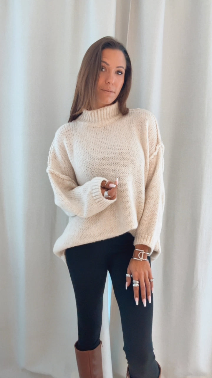 wollfreier Oversize Pullover / creme Art. 12899